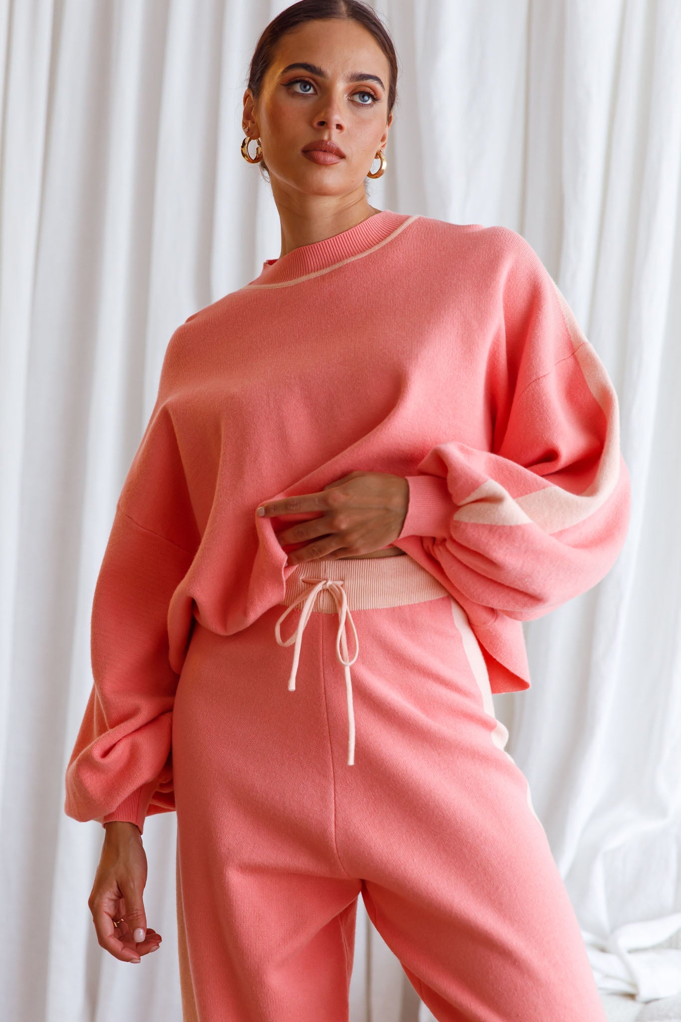 Take Me Back Brushed Knit Jogger Pants Peach