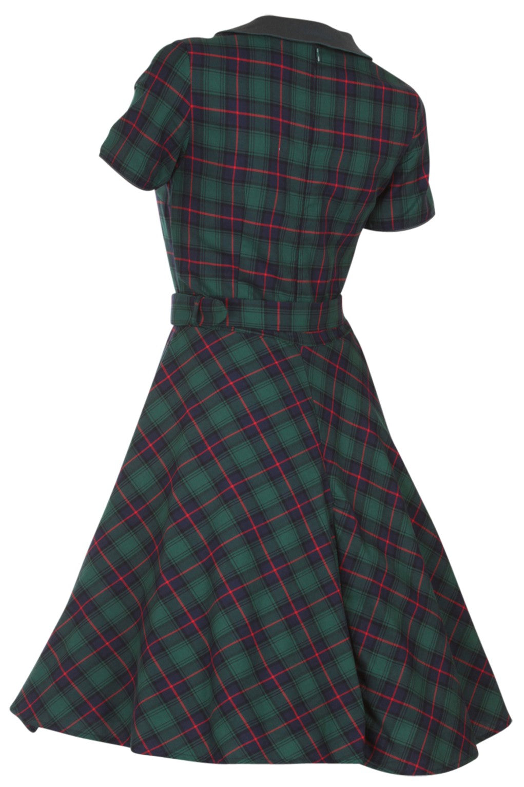 Evelyn Retro Check Swing Dress in Green