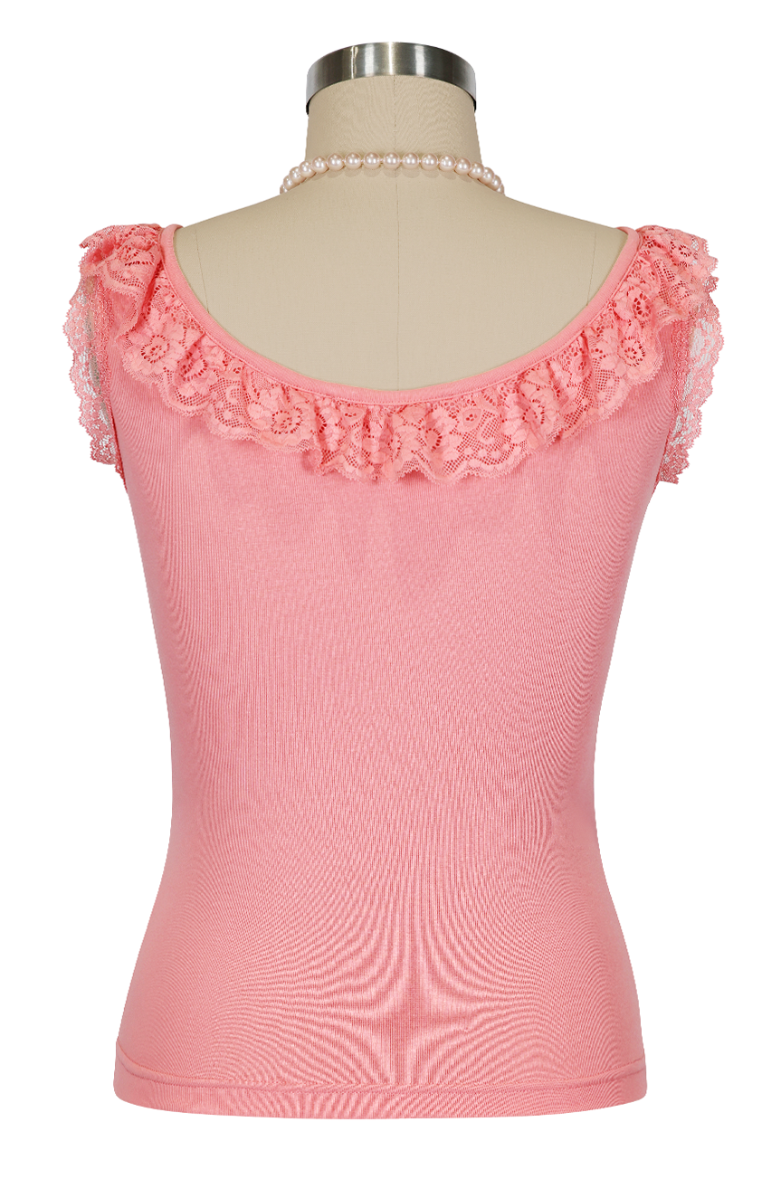 D'Amour Follies Madame Ruffle Singlet (Flamingo Pink)