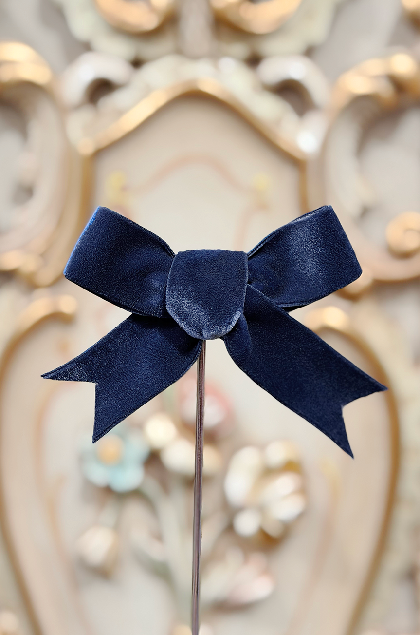 D'Amour Follies Petite Velvet Hair Bow (Navy)