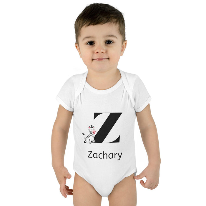 Alphabet Adventures: Letter Z - Zany Zebra Baby Onesie - Personalizable - Whippie's