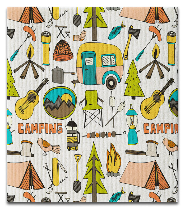 Camping All Over Print Camping Swedish Dishcloth - CJ Bella Co.