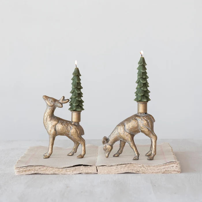 Cast Iron Deer Taper Candle Holder