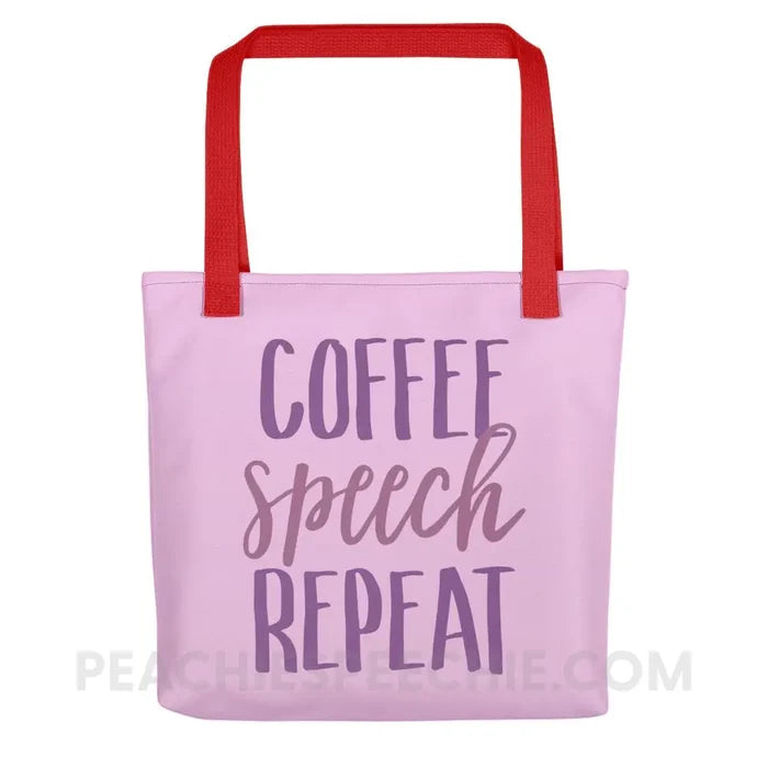 Coffee Speech Repeat Tote Bag - Red - Bags peachiespeechie.com