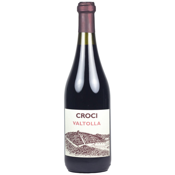 Croci Valtolla red wine bottle, dark glass with cream label