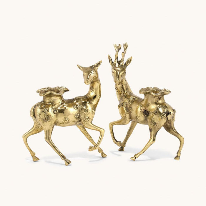 Deer Taper Candle Holder - Recycled Brass