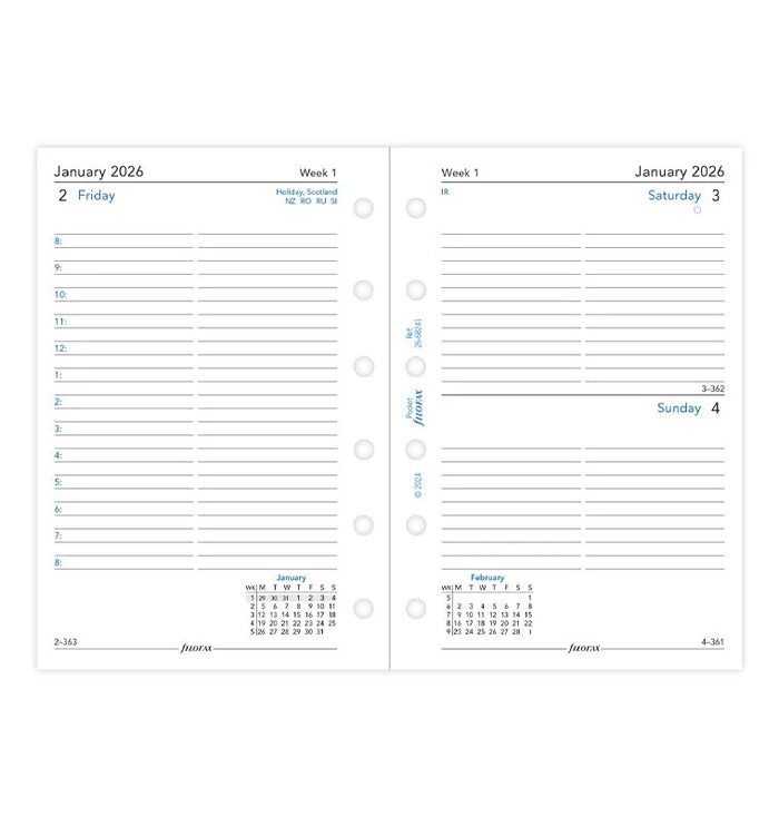 Filofax - 2026 Dated Pocket Size Daily Refills