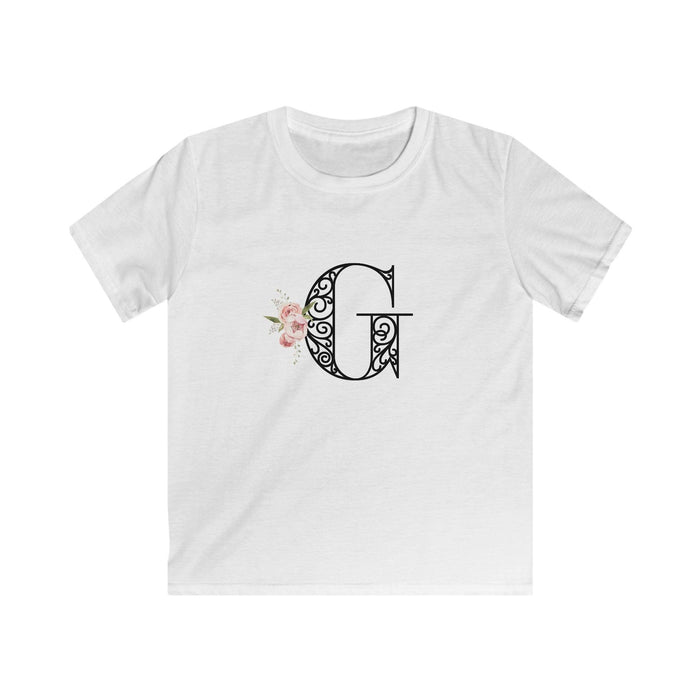 Floral Letters: Letter G - Kids Softstyle Tee - Whippie's