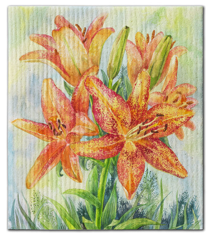 Flowers Lily Swedish Dishcloth