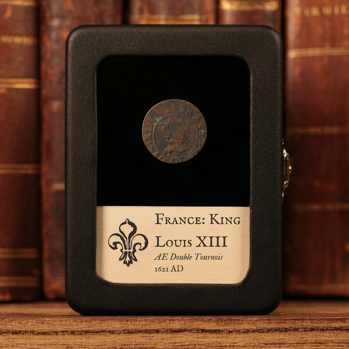 France, King Louis XIII, AE (Copper) Double Tournois - 1621 CE - France