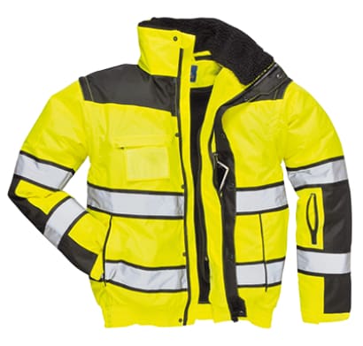Hi vis 3 in 1 bomber jacket fur lined waterproof bodywarmer ris 3279 portwest - c466