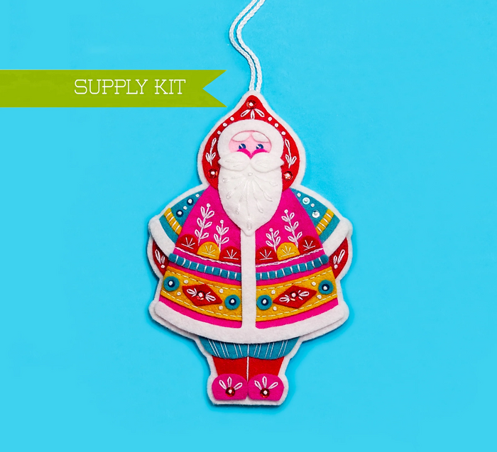Jolly St. Nick Santa Wool Felt Ornament Kit