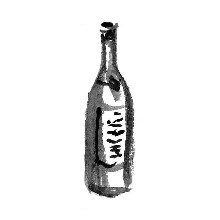 L'Archetipo Niuru Maru 2017 wine bottle, dark with illustrated label