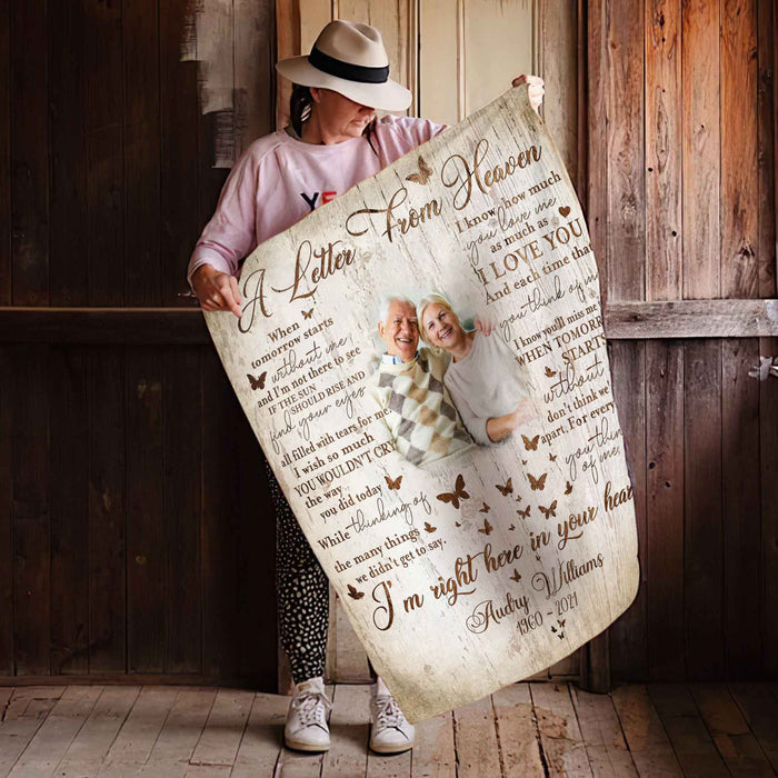Letter From Heaven, Memorial Blankets With Pictures For Loss Of Loved One, In Memory Throw Blanket, Comfort Blankets For Grieving, Sympathy Blankets Near Me