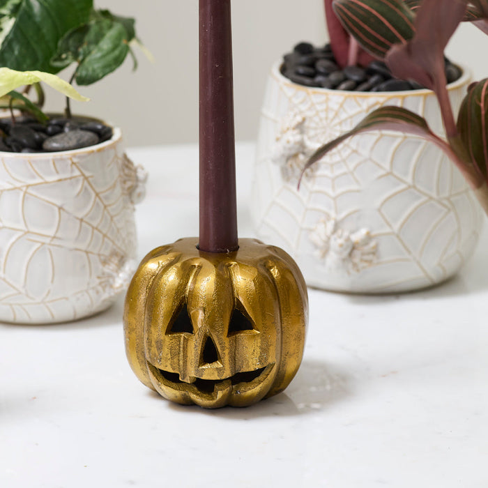 Metal Pumpkin Taper Candle Holder