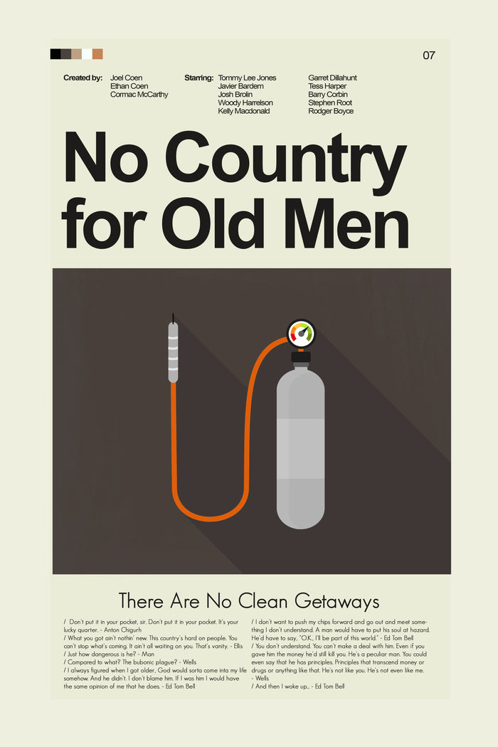 No Country for Old Men Inspired Mid-Century Modern Print | 12"x18" or 18"x24" Print only