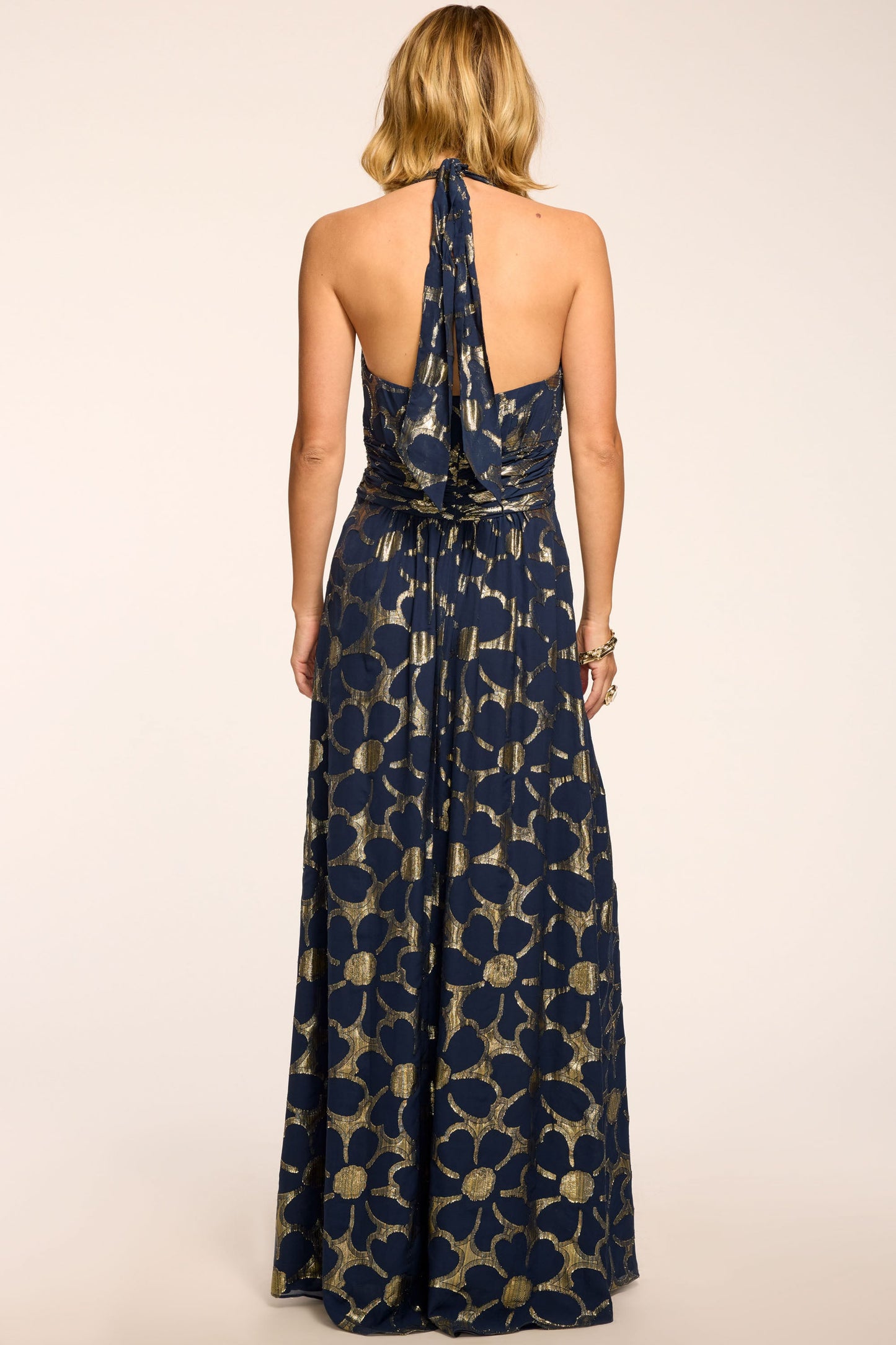 Stephanie Jacquard V-Neck Gown