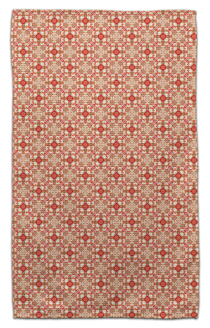 Orange Square Grid Waffle Weave Towel - CJ Bella Co.