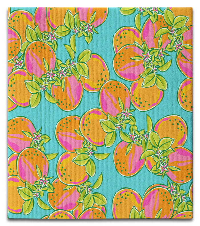 Orange Whimsical Swedish Dishcloth