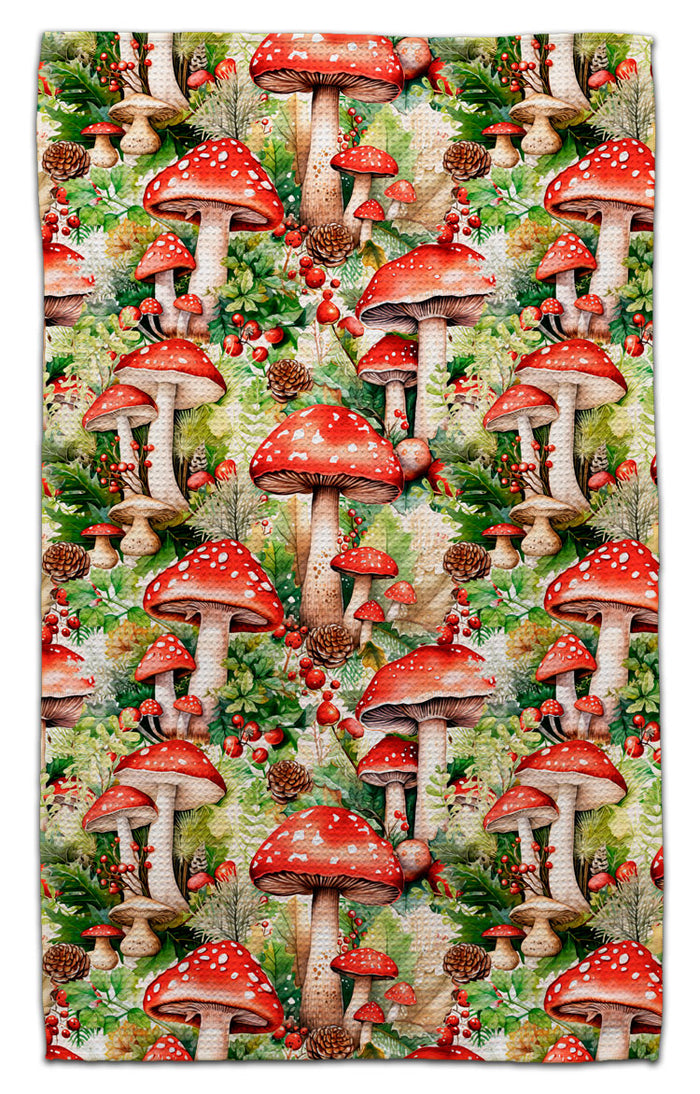 Red Mushrooms Waffle Weave Towel - CJ Bella Co.