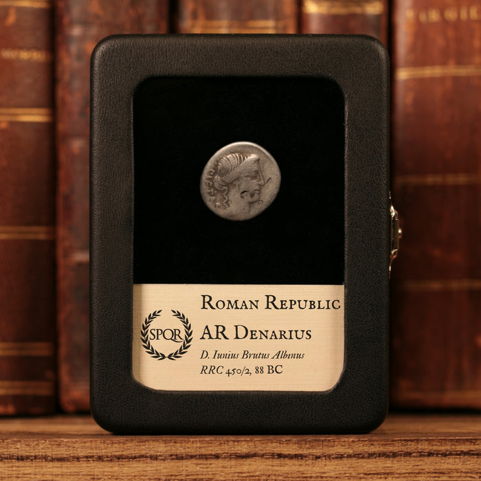 Roman Republic, D. Iunius Brutus, AR Denarius (Julius Caesar as Dictator) - 48 BCE - Roman Republic