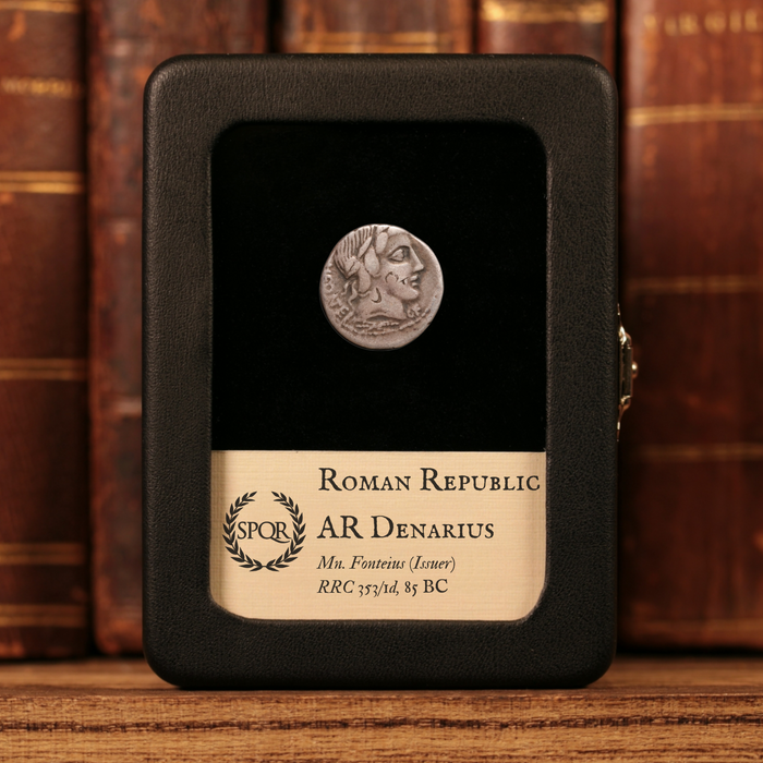 Roman Republic, Mn. Fonteius, AR Denarius, Apollo & Cupid - 85 BCE - Roman Republic