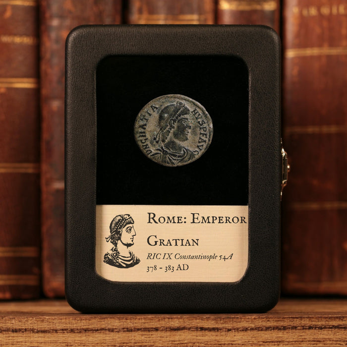 Rome, Emperor Gratian, AE2, Emperor With Kneeling Woman - 378 to 383 CE - Roman Empire