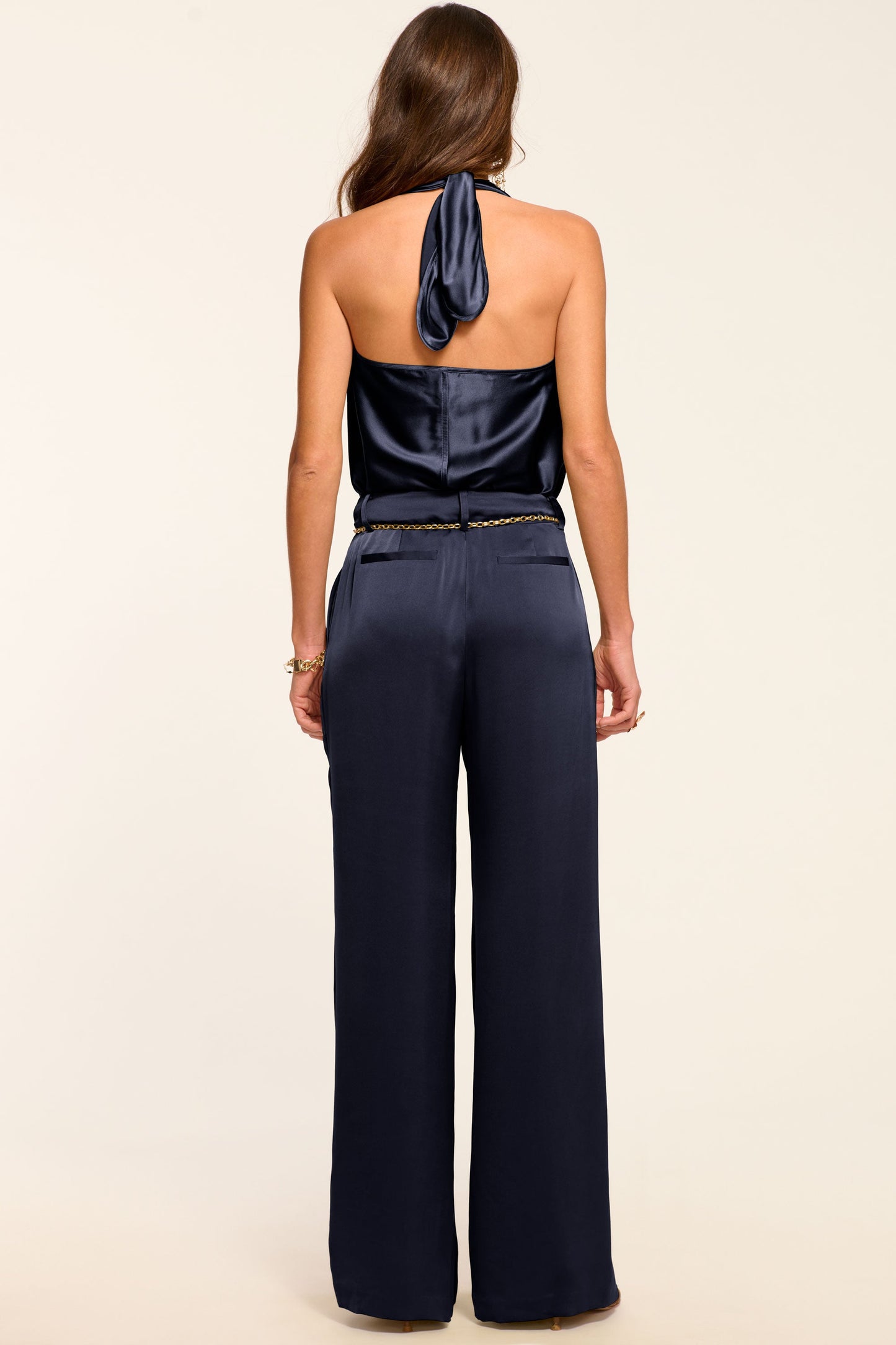 Oscar Pleated Wide Leg Pant | NAVY