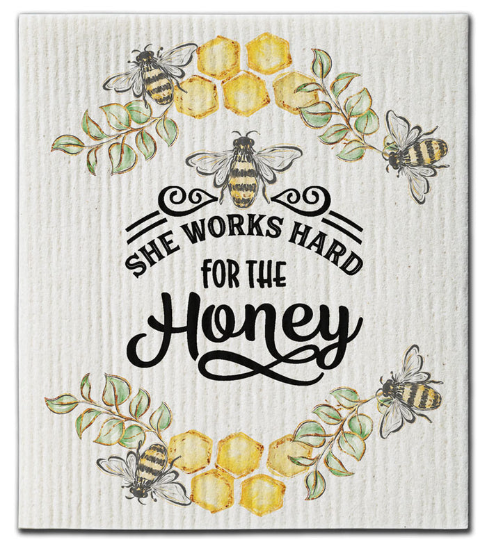 She Works Hard Swedish Dishcloth