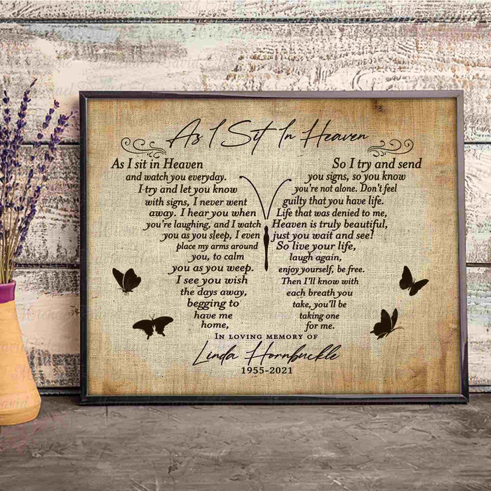 Sympathy Gift for Loss of Father, As I Sit In Heaven Personalized Memorial Canvas, Bereavement Gifts