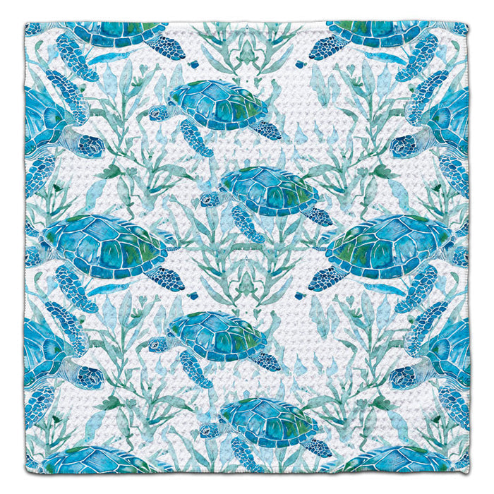 Turtle Blue/Green w/Seaweed Eco-Friendly Washcloth - CJ Bella Co.