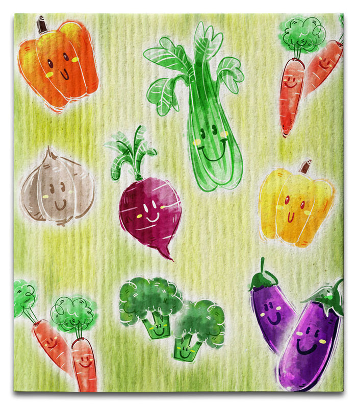 Veggies Smiley Face Swedish Dishcloth