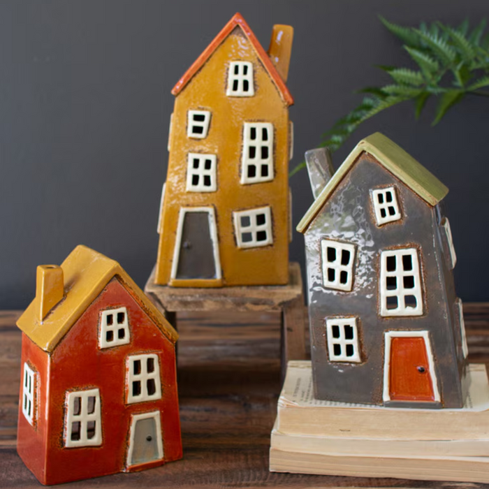 Wonky Ceramic House Tea Light Holder