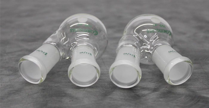 x2 Chemglass CG1518-01 2-Neck Round Bottom 100mL Flasks 24/40 Joint