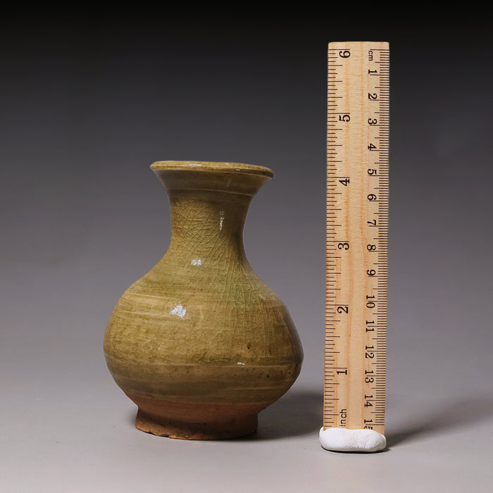 Yuan Dynasty, "Bean Green" Glazed Ceramic Vase