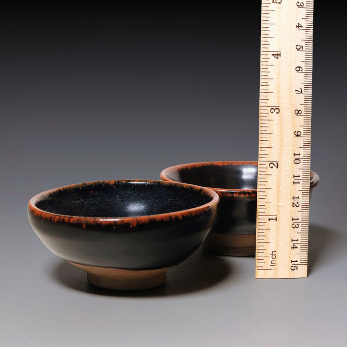Yuan Dynasty, Set of Two Brown Glazed Ceramic Tea Cups