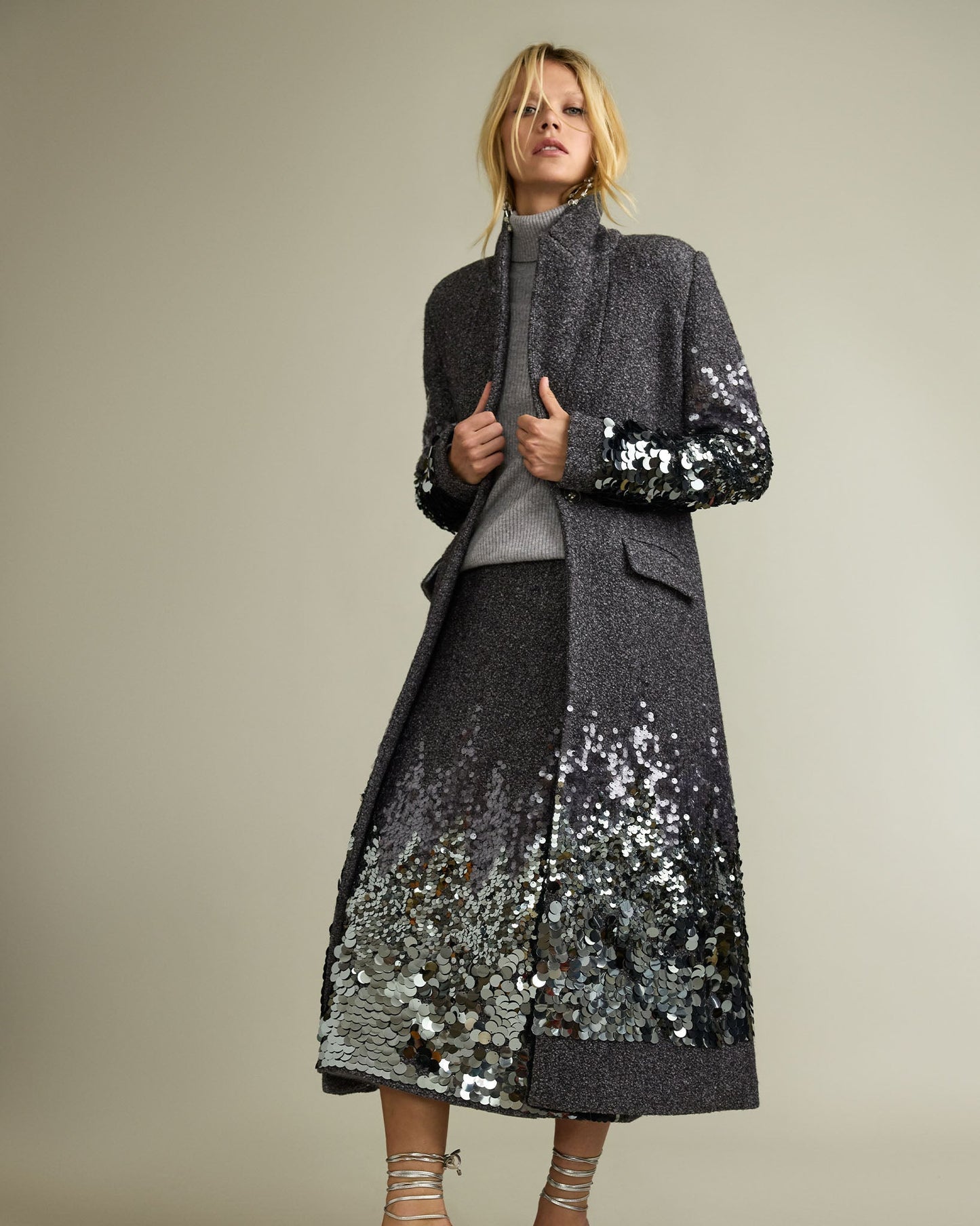 Peter Wool Blend Embellished Midi Skirt