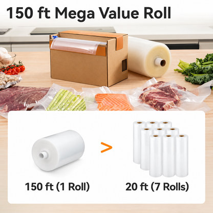 BPA-Free 3-Mil Vacuum Sealer Bag Roll – Built-In Cutter, Drawer-Ready Box, Food Fresh 3–6x Longer