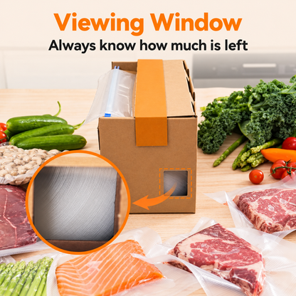 BPA-Free 3-Mil Vacuum Sealer Bag Roll – Built-In Cutter, Drawer-Ready Box, Food Fresh 3–6x Longer