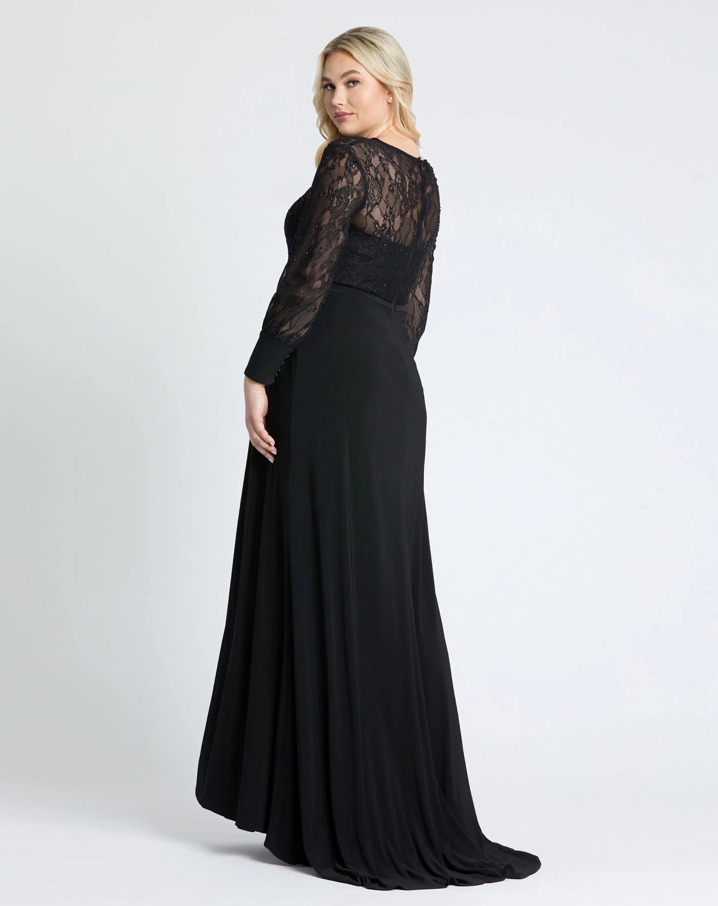 Black Sequin Lace Evening Gown (Plus) - FINAL SALE