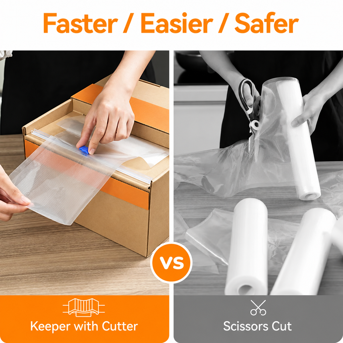 BPA-Free 3-Mil Vacuum Sealer Bag Roll – Built-In Cutter, Drawer-Ready Box, Food Fresh 3–6x Longer