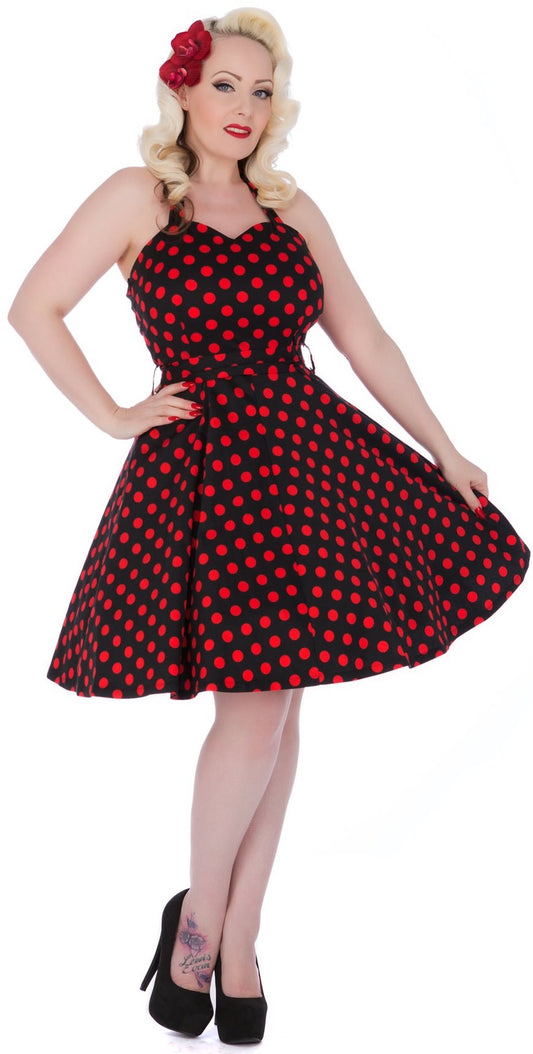 Marilyn Polka Dot Dress in Black-Red
