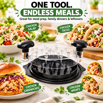 Large Capacity Meat Shredder with Visible Lid – BPA-Free Chicken Shredder Tool, Dishwasher-Safe & Anti-Slip Ergonomic Handle, Black