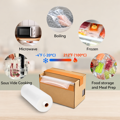BPA-Free 3-Mil Vacuum Sealer Bag Roll – Built-In Cutter, Drawer-Ready Box, Food Fresh 3–6x Longer