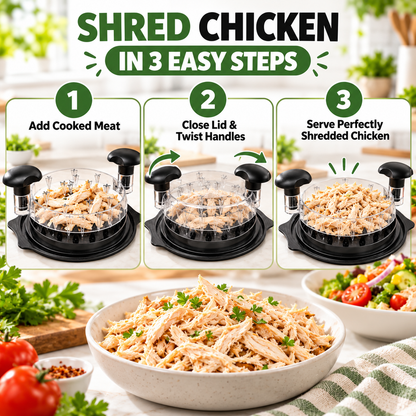 Large Capacity Meat Shredder with Visible Lid – BPA-Free Chicken Shredder Tool, Dishwasher-Safe & Anti-Slip Ergonomic Handle, Black