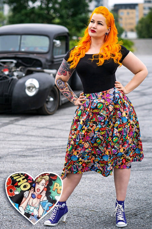 Carolyn Box Pleated Pop Art Skirt