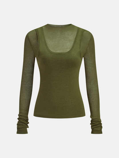 2 in 1 Long Sleeve Knit Top