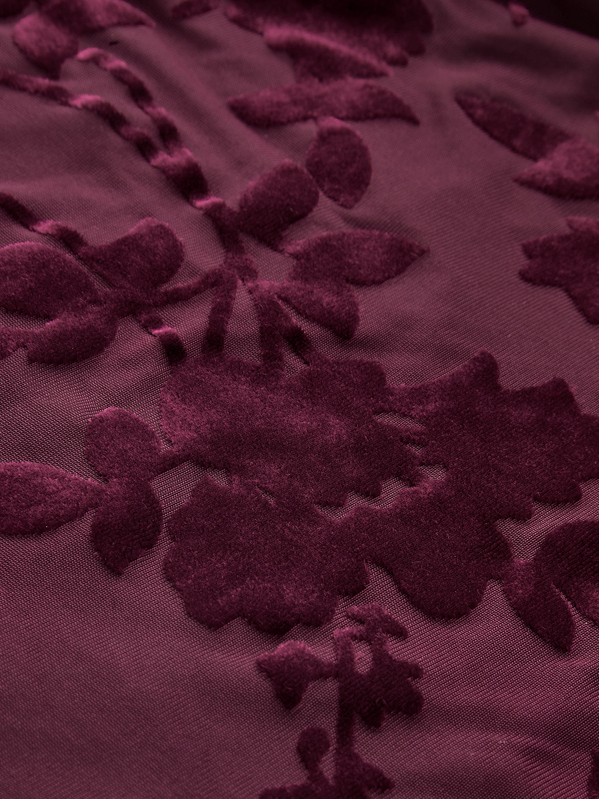 Velvet Floral Mesh Mock Neck Top