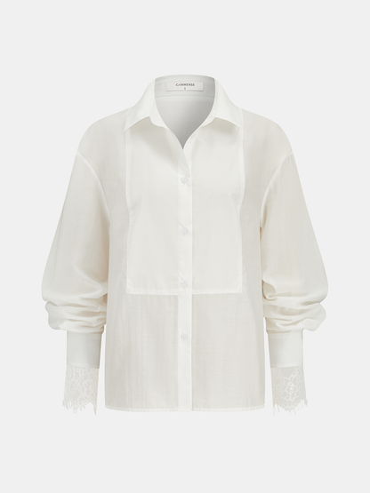 Lace Cuff Loose Button-Down Shirt