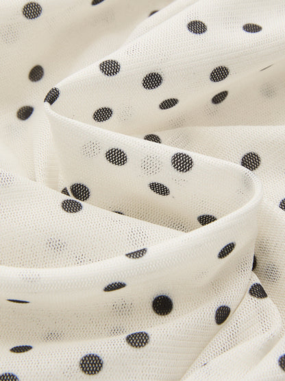 Polka Dot 3D Flower One Shoulder Top